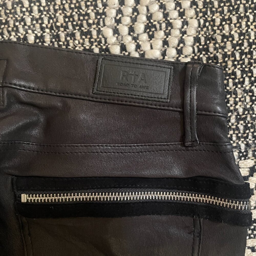 New RtA Black Lamb Leather Zip-Around Designer Pants NWOT Size 25 - Picture 9 of 13